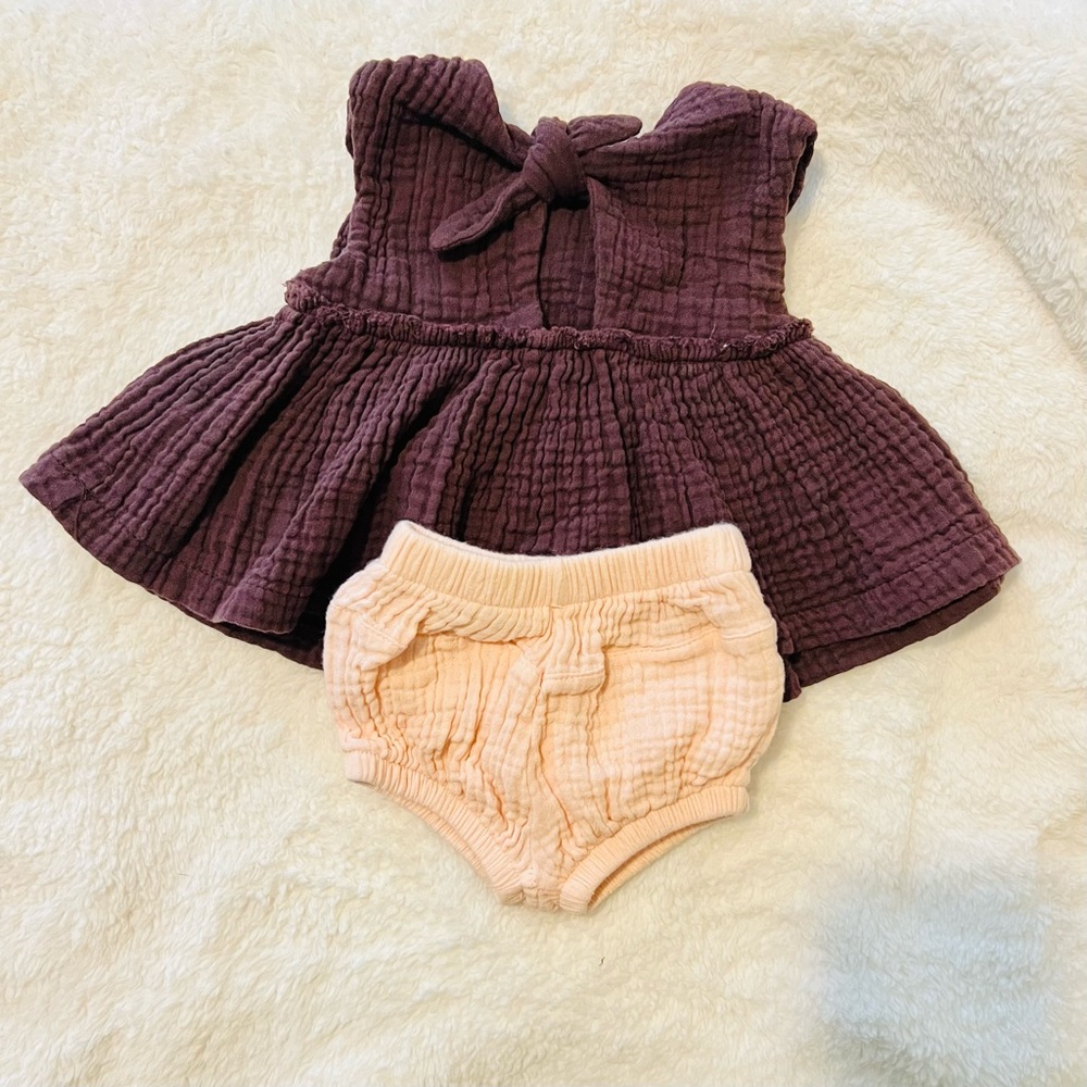 Little James 3-6M Plum-Purple Peplum Top With Pink Bottoms
